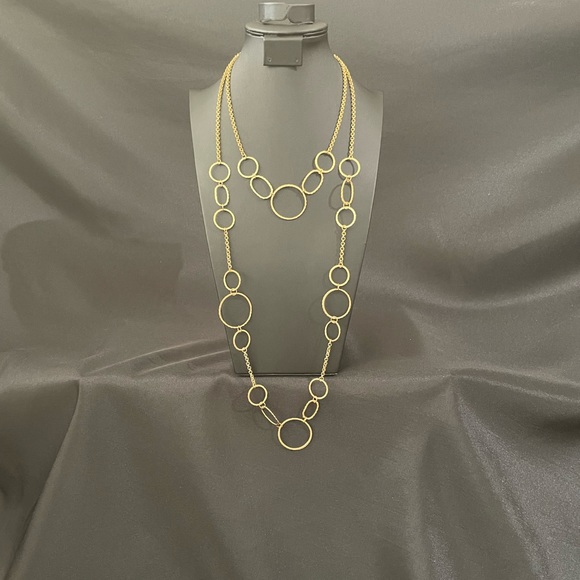Gold Circle Drops Necklace - Picture 3 of 9